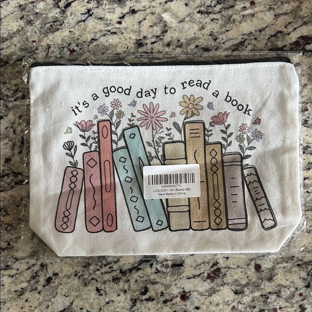 NWT Floral Book Zippered Pouch